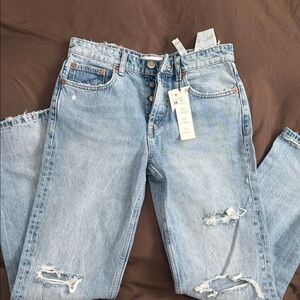 Zara Light Blue Straight Jeans